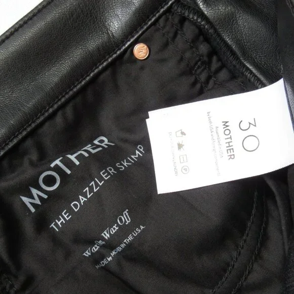 NWT Mother Dazzler Skimp in Wax On Wax Off Black Faux Leather Stretch Pants 30 - Picture 7 of 10